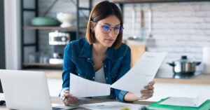 Woman looking at papers