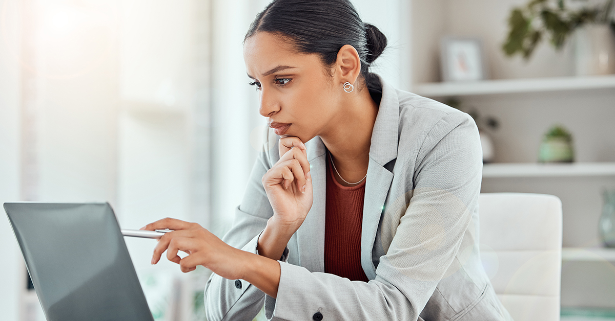 Woman looking at computer screen