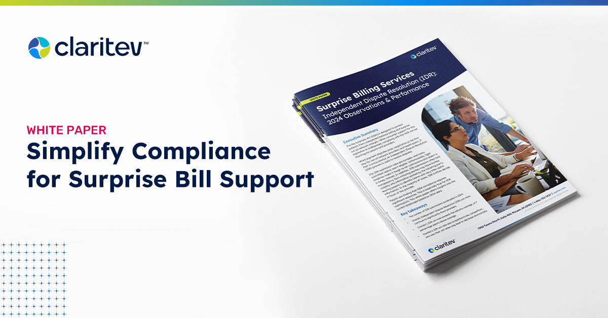 White paper Surprise Billing Services Independent Dispute Resolution (IDR): 2024 Observations and Performance | Claritev