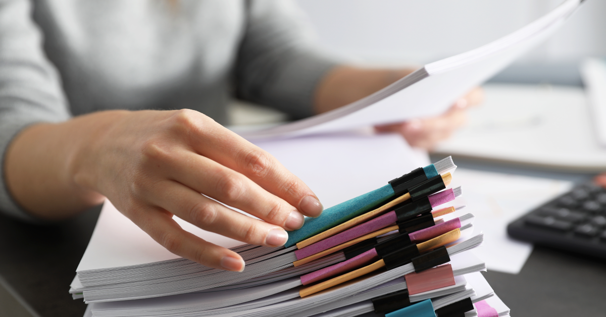 Stack of file papers