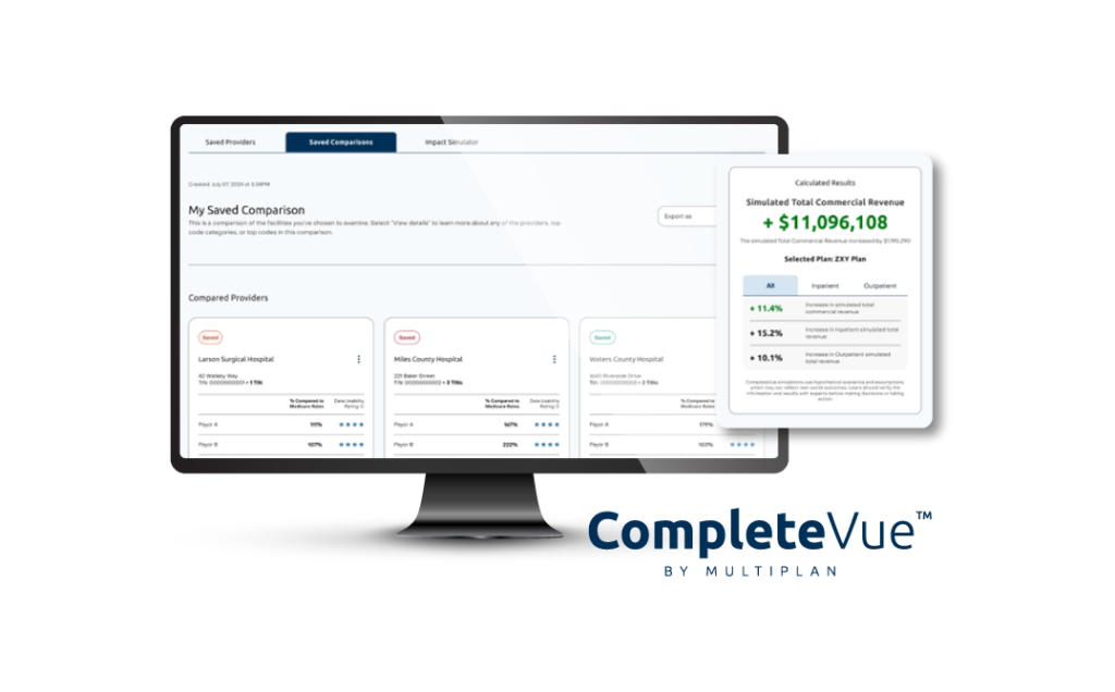 Desktop monitor displaying the CompleteVue healthcare software interface