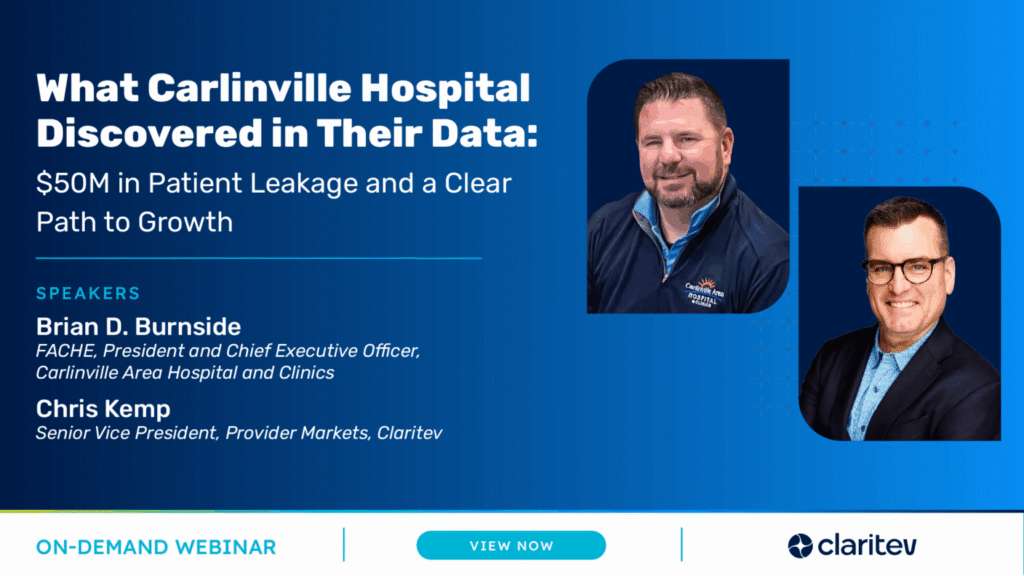 Claritev webinar promotion featuring Burnside on Patient Leakage and a Clear Path to Growth