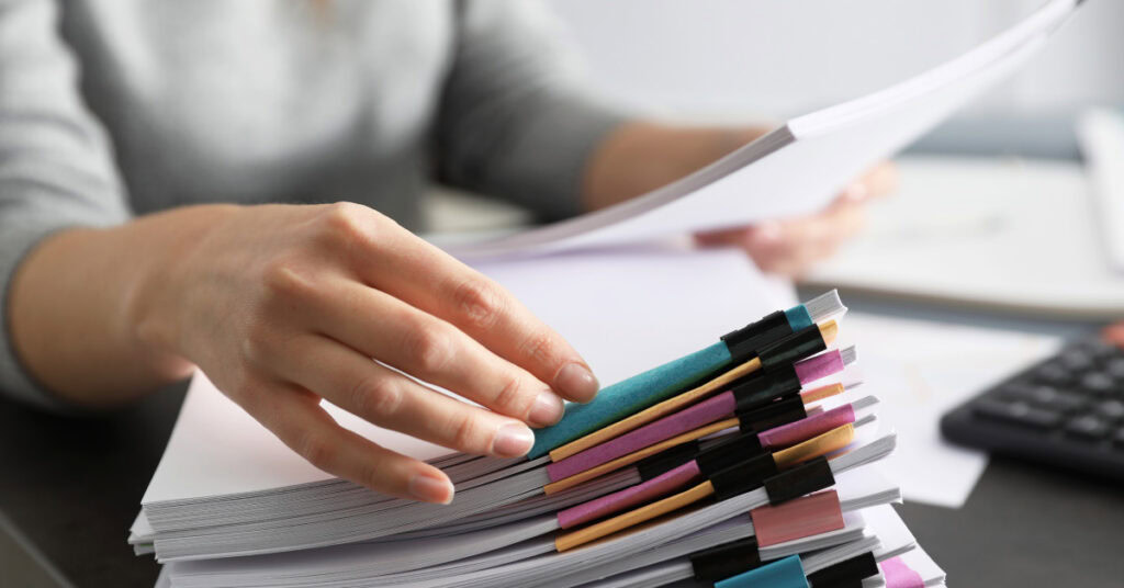 Stack of file papers